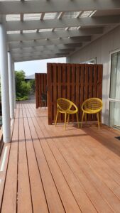 Studio exterior deck and seats